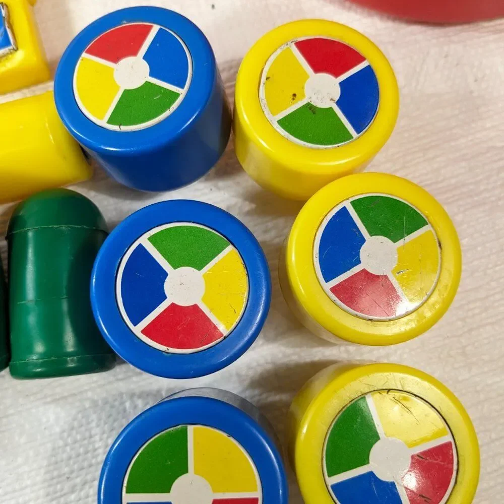 Vintage‎ Hilco Bucket set 22 Magnet Blocks magnetic building toy rainbow primary